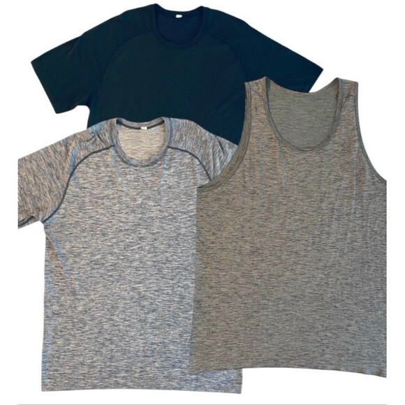 Lululemon Lot Of 3 Men’s Vent Tech Shirts Short Sleeve + Tank Black Blue Gray - Picture 1 of 14